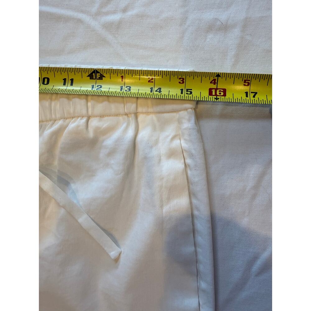 Theory Treeca Eco Crunch Wash White Linen Blend Drawstring Cropped Pants Women M - Picture 7 of 9